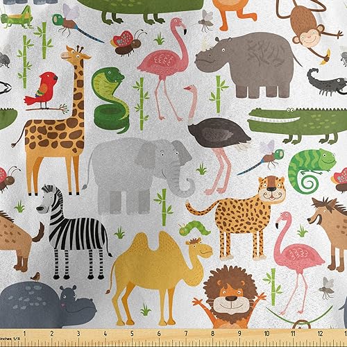 Miniatura 28 de Tela de panda Lunarable de The Yard, diseño de oso asiático con dibujos animados comiendo hojas y ramas, animal silvestre, tela decorativa para