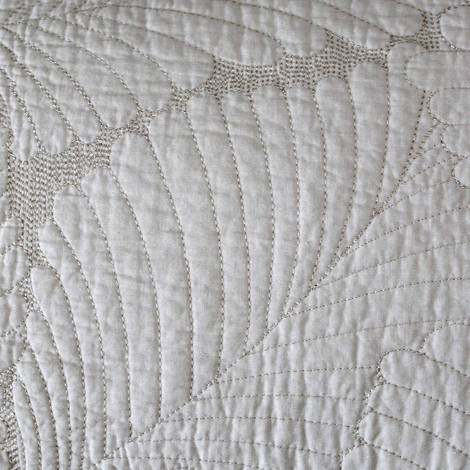 Brandream Beige Palm Quilted Pillow Shams Standard Size Luxury Quality Stitching Quilted Pillow Case Set of 2 100% Cotton Decorative Pillow Covers