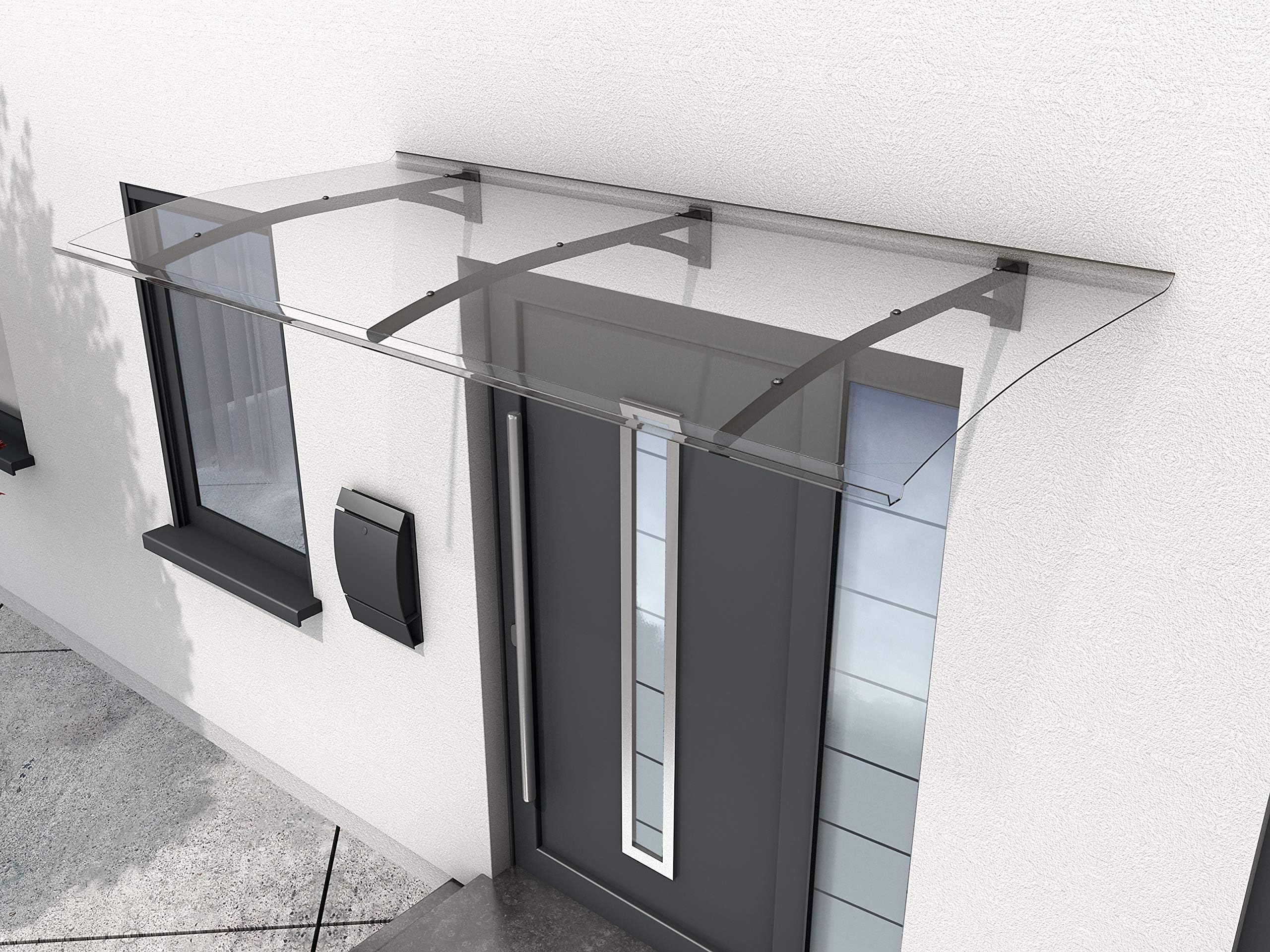 ROGONPDK Vordach Für Haustür 200x90cm - Transparente Überdachung Aus Polycarbonat