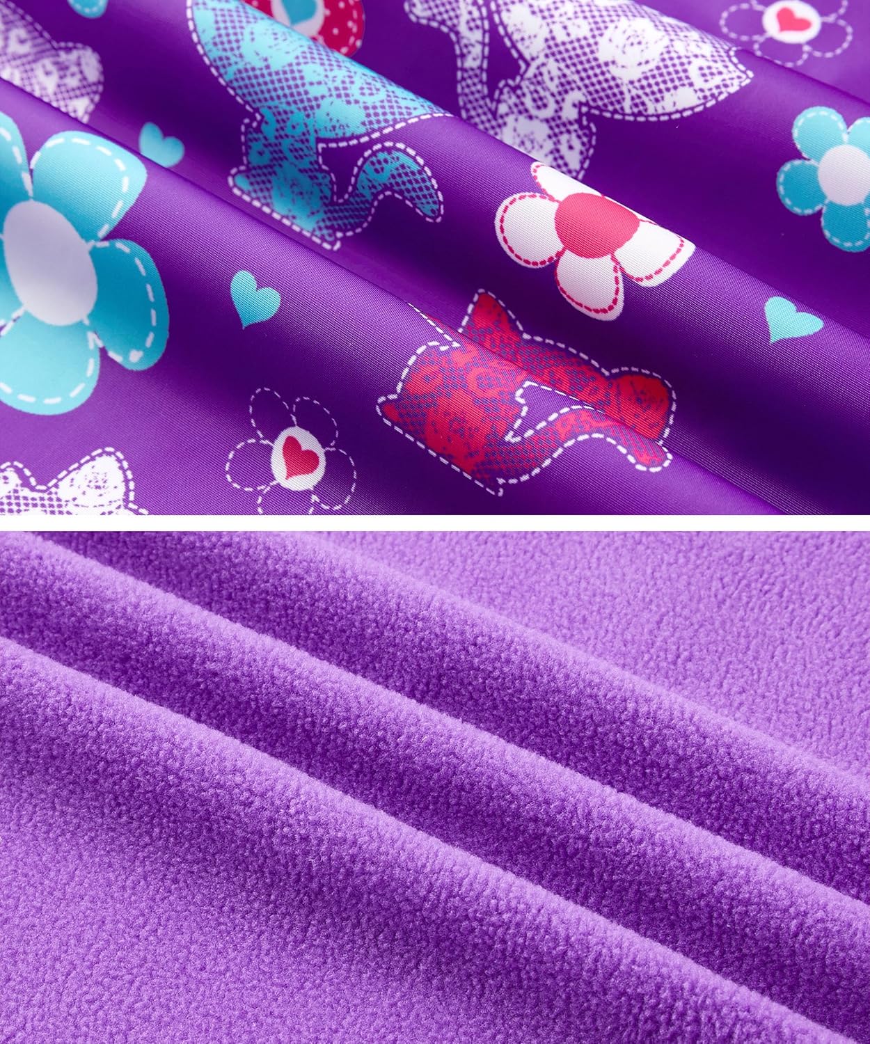 M2C Girls Outdoor Floral Fleece Lined Light Windproof Jacket with Hood - Image 6