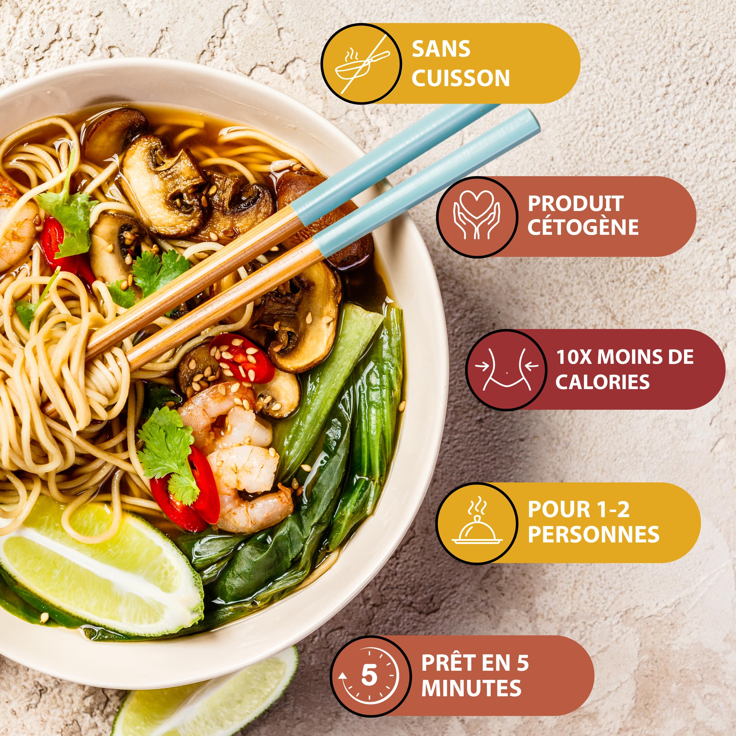 LÏV Happy Food - Trio Nouilles de Konjac, Spaghetti & Riz, 6x200g, Premium