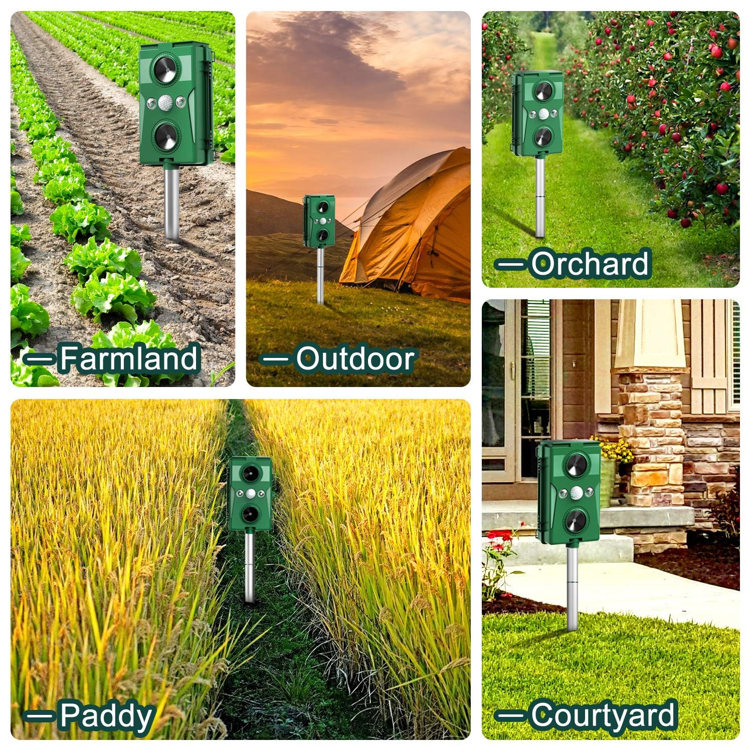 2x Repellente per Gatti Repellente Ultrasuoni Frequenza Regolabile Impermeabile energia solare ricarica ultrasuoni Dissuasore per Piccioni/Uccelli/Cani/Gatti/Topi/Volpi