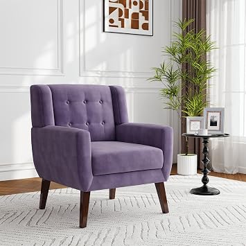 Accent Chair, Upholstered Armchair in Velvet, Purple