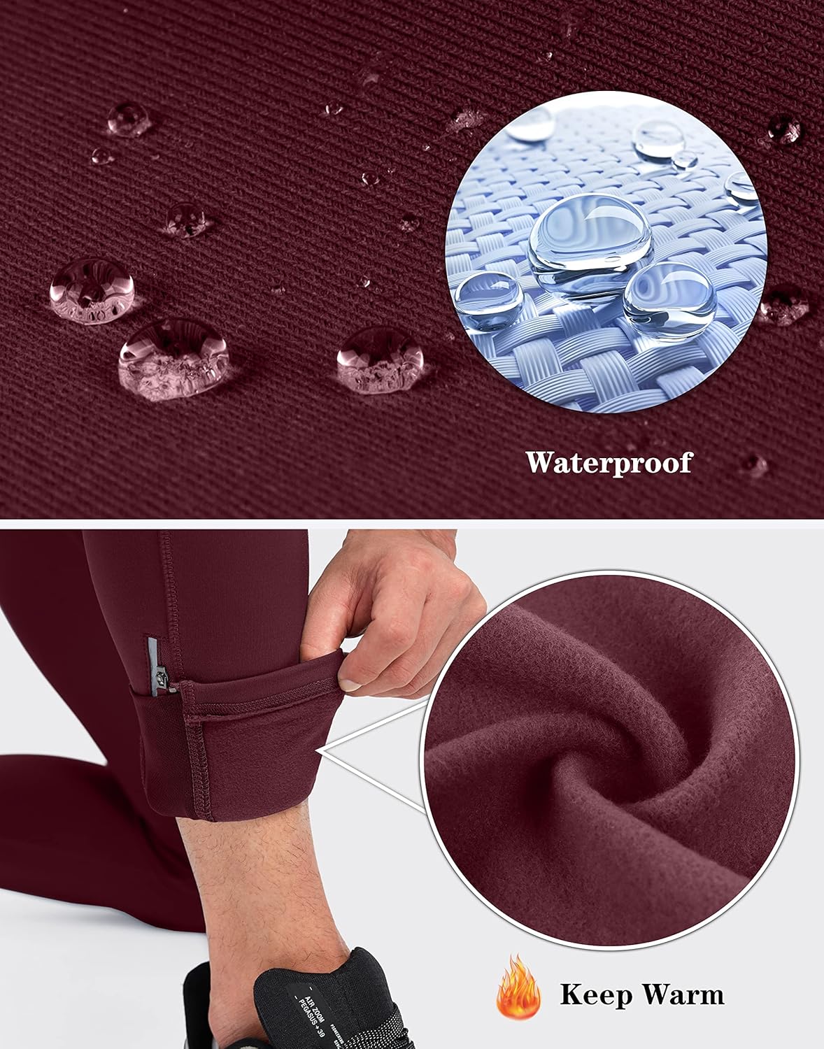 Pudolla Men's Thermal Running Tights with 3 Zipper Pockets Workout Compression Leggings Cycling Pants for Men Hiking Jogging - Image 4