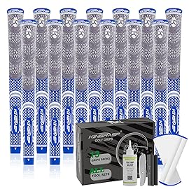 KINGRASP Premium Rubber Golf Grips 13 Pack, Anti-SlipSuper Stability,Cord Rubber, Golf Club Grips,Standard/Mid Size/Oversize, 13 Grips with All Kits