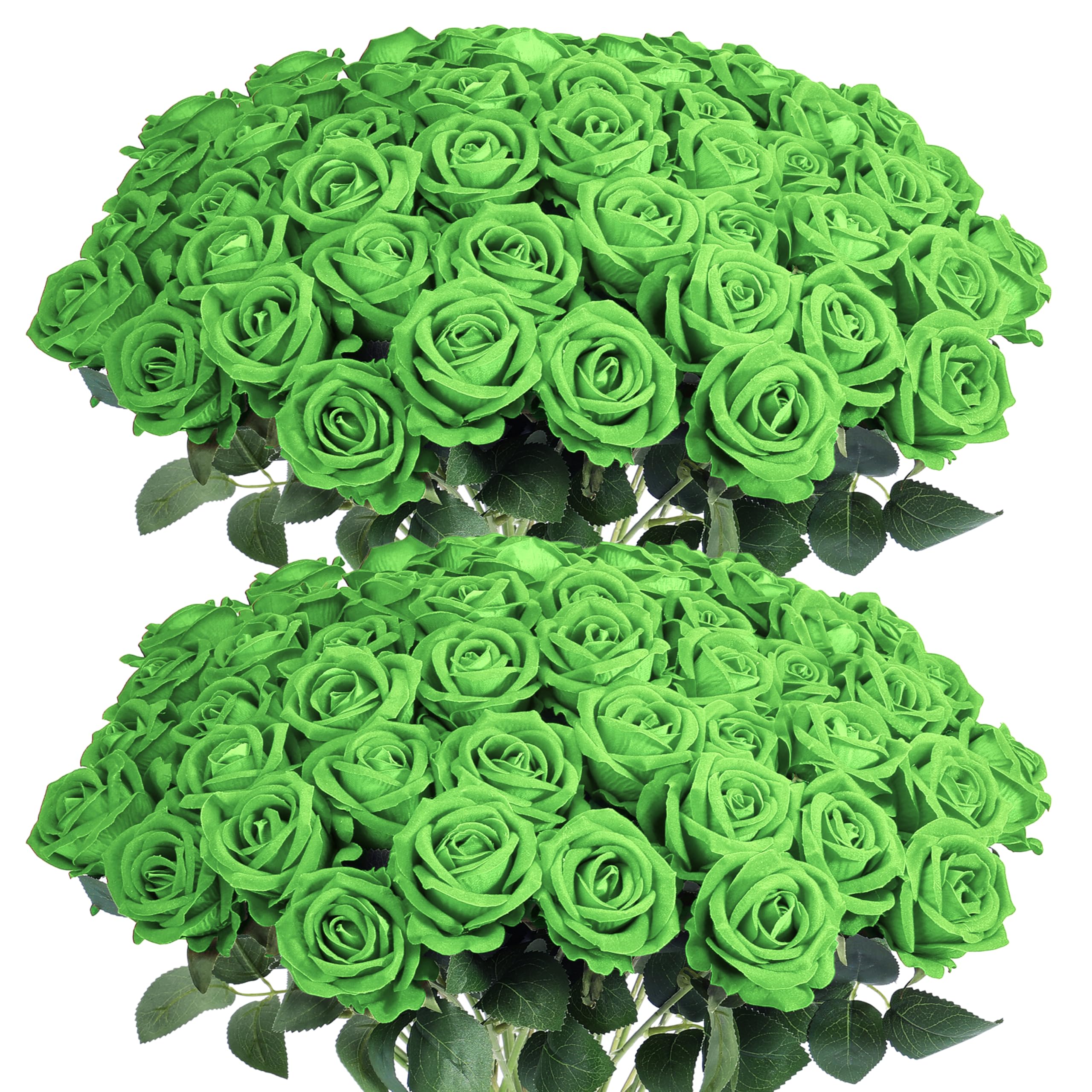 Auihiay 60-pc bulk green velvet artificial roses