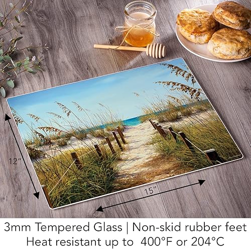 Miniatura 7 de CounterArt Path to the Ocean - Tabla de cortar de vidrio templado tolerante al calor de 0.118in, 15 x 12 pulgadas, fabricada en los Estados Unidos,