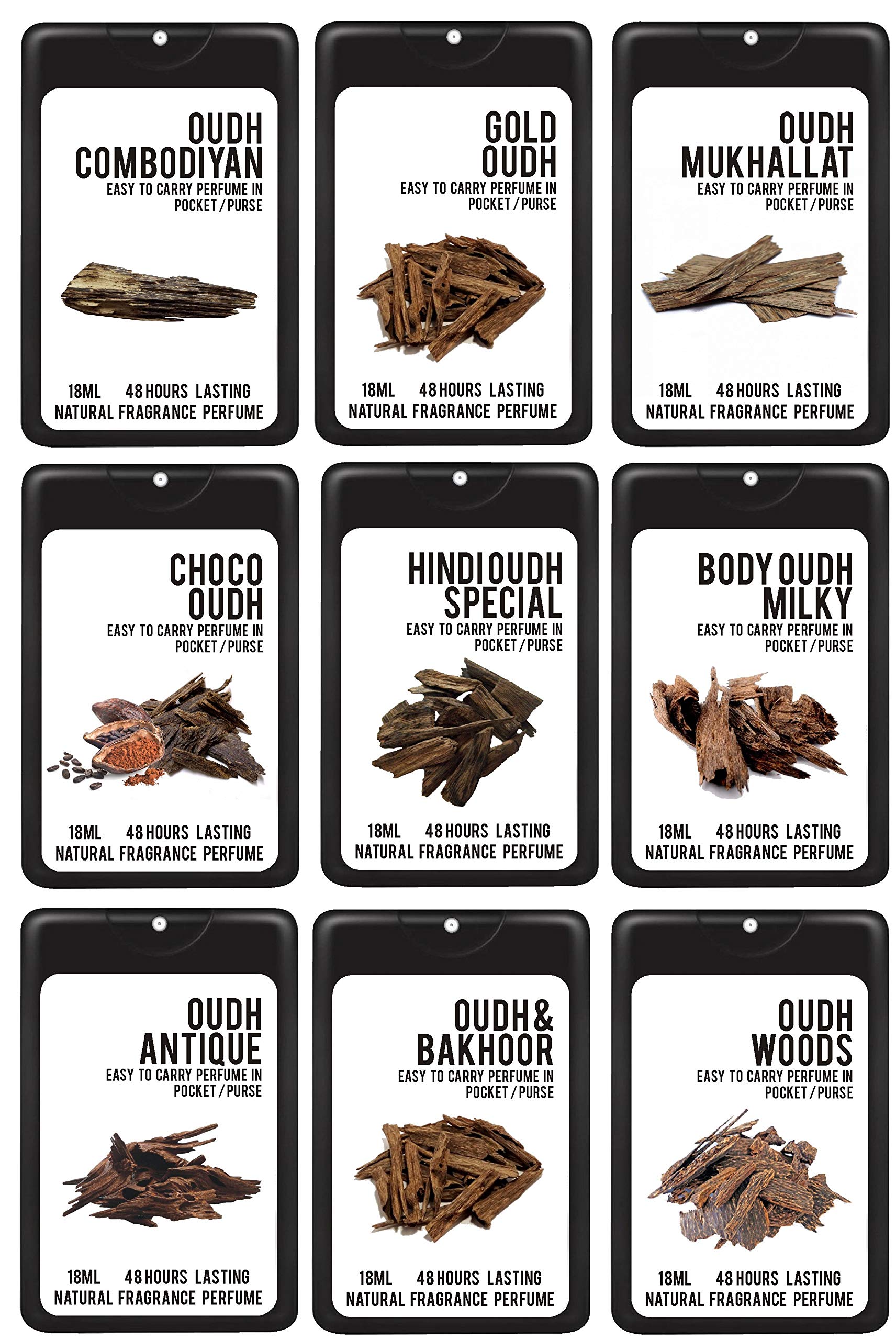 Worlds Best 9 Oud/Oudh (Agarwood) Attar Perfume Spray For Men and Women Super Saver Offer Total 162ml