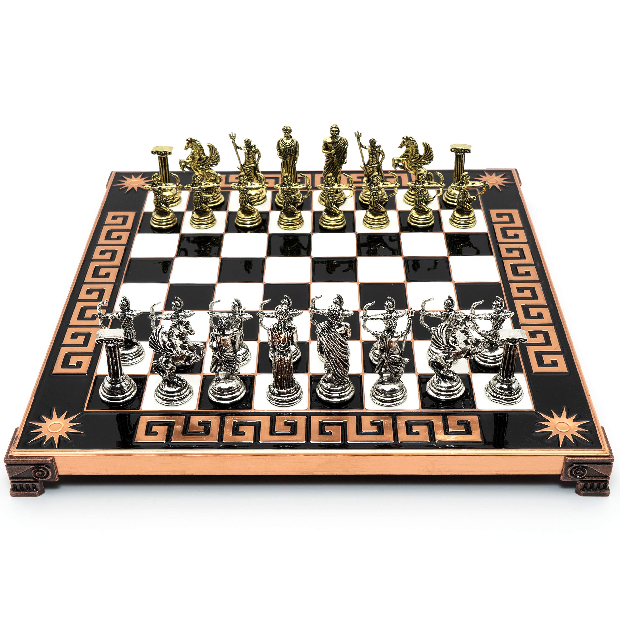 Handmade Archer Metal Chess with Elegant Wooden and Metal Board