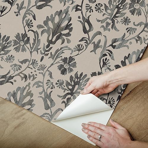 Miniatura 8 de RoomMates Blooming Damask - Papel tapiz para despegar y pegar, color gris pardo, RMK12759PLW