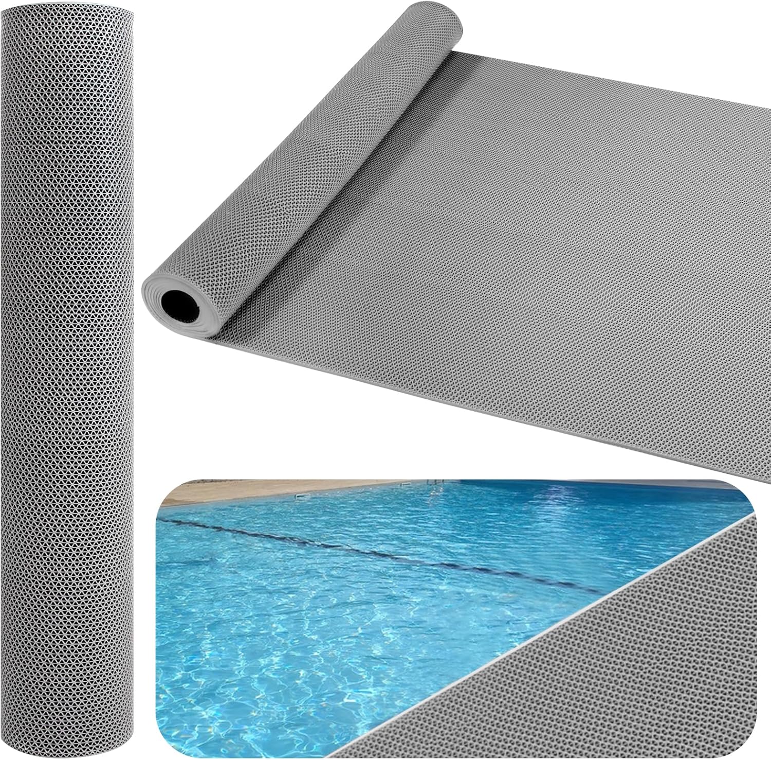 Waterproof Non Slip Pool Mat?3x10 FT Rubber Pool Rug Outdoor Rubber Mats with Drainage for Deck Poolside Bathroom