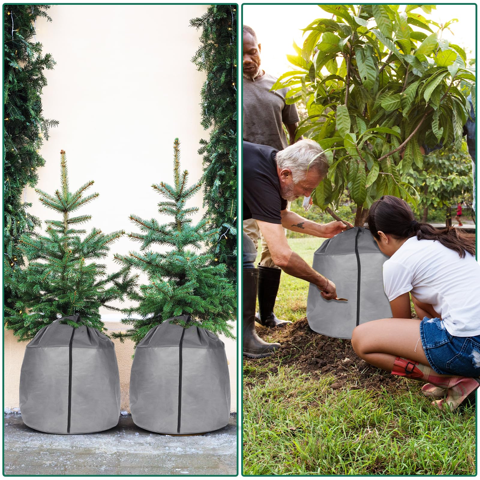 4 Pcs Plant Winter Protection Pot 27.6" x 25.6" Flower Pot Cover for Winter Garden Protector Plant Covers Freeze Protection with Drawstring and Zipper(Gray)