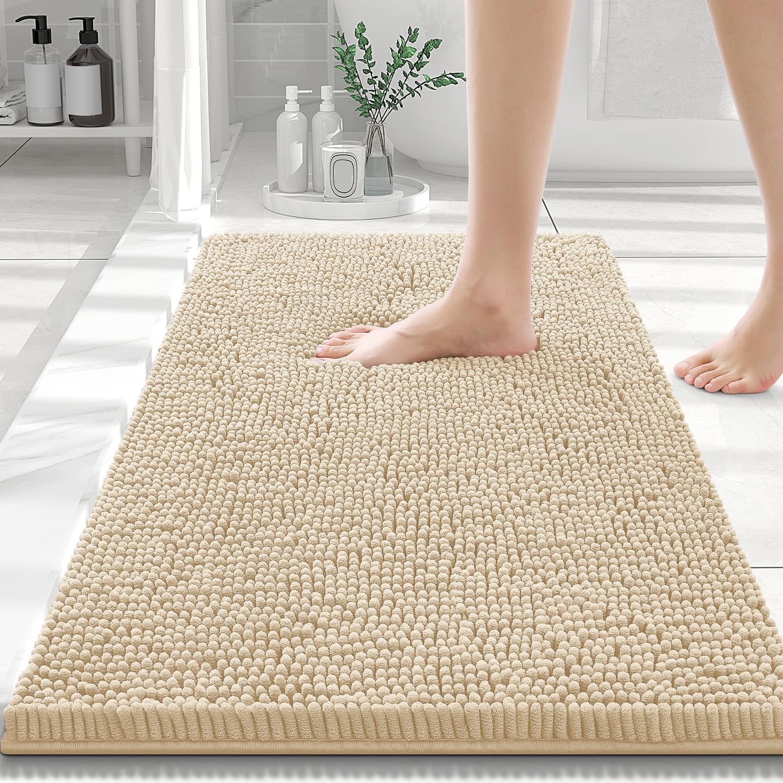 Smiry Bathroom Rugs 24X16, Luxury Chenille Extra Soft Absorbent Bath Mat