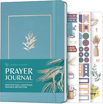 Legend Prayer Journal for Women & Men Daily Devotional Notebook Bible Study Supplies & Accessories Faith Based Gifts Religious Planner & Spiritual Gods Book, 5.8 x 8.3" Aquamarine