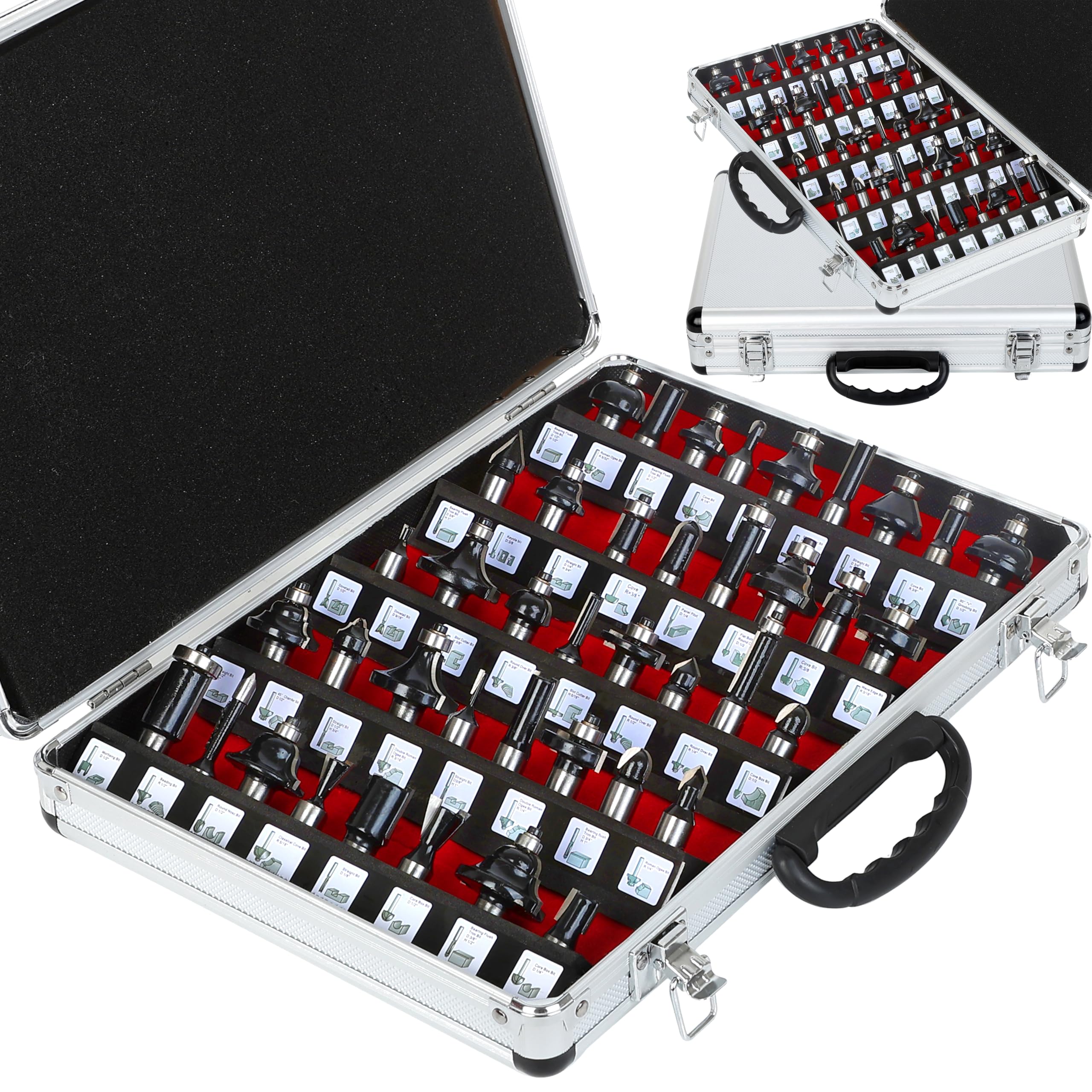 OLETBE Router Bit Set Architectural 41 PCS 1/2-Inch Shank Corner Edge-Forming Beading Cabinet Router Bits Sets, Woodworking Milling Door Panel Cutter