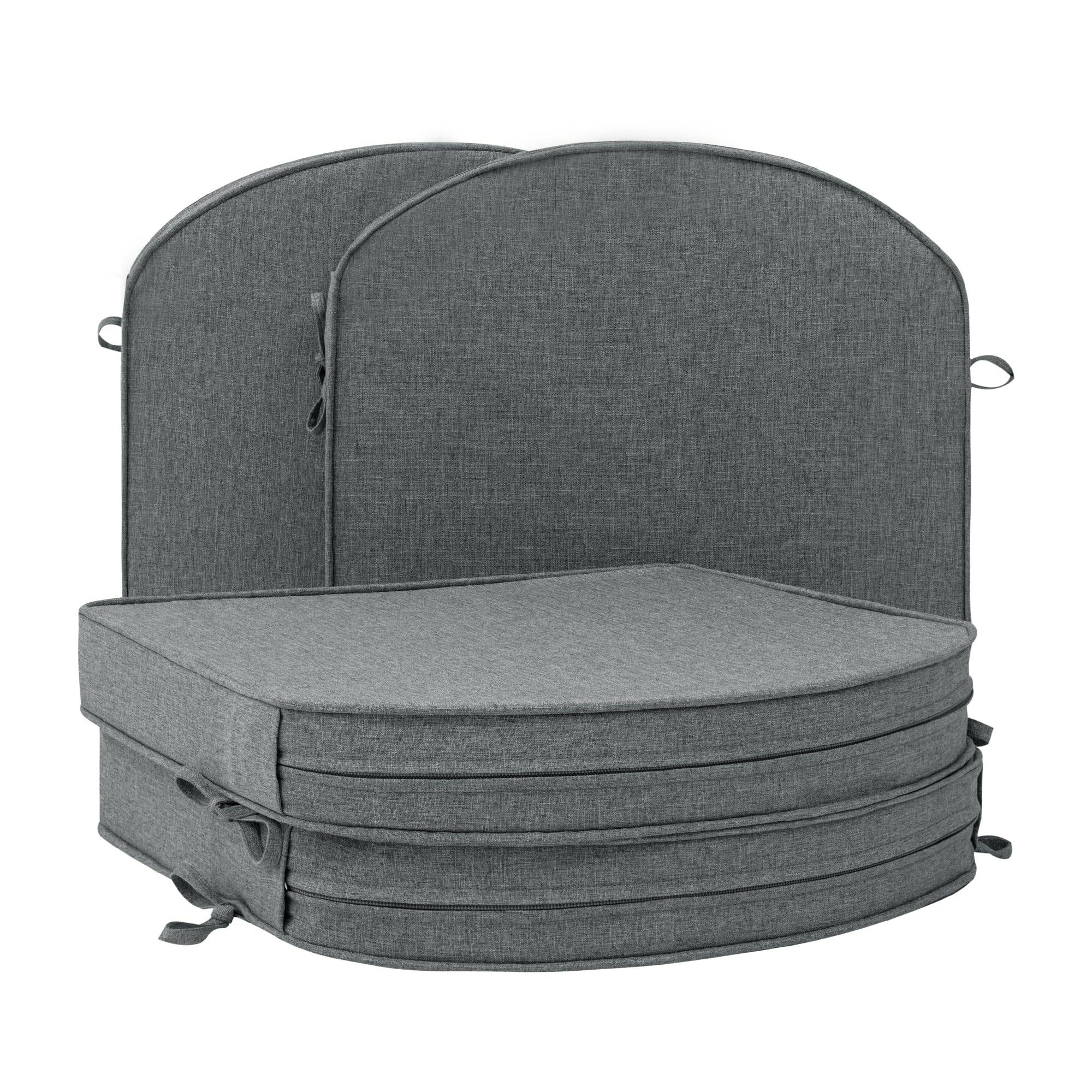 Photo 1 of Fitfree Outdoor Chair Cushions, Fade-Resistant & Water-Resistant, D Shaped Patio Furniture Seat Chair Pads Replacement with Ties, Non-Slip Bottom, Removable Cover, Set of 4, 18.5 x 16 Inch, Dark Grey