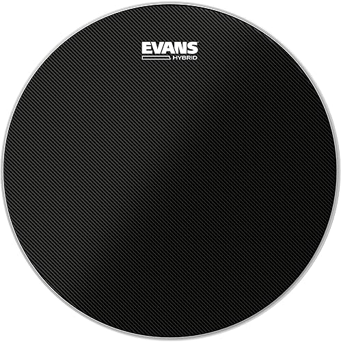 Miniatura 4 de Evans Hybrid Drumhead - Cabezal de tambor híbrido de marcha, para sensibilidad, rango dinámico, mejora la proyección, durabilidad, gris, 13 pulgadas