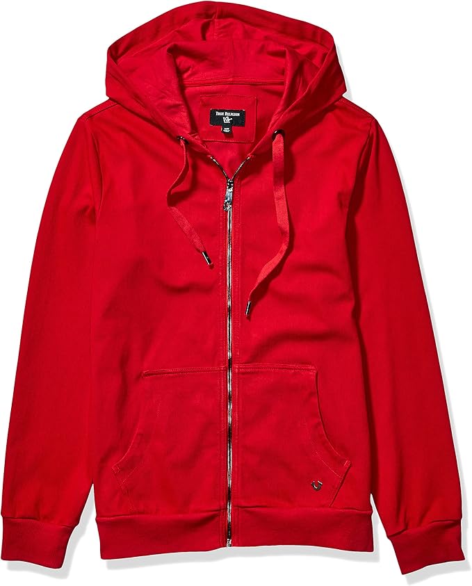 True Religion Men's Zip Up Hoodie Hooded Sweatshirt, Ruby Red, XXL Buy