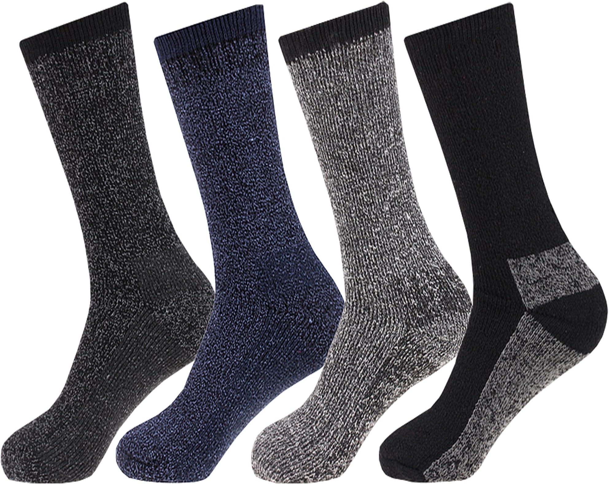 NEW 4 pairs Mens Arctic Comfort LONG Wool Mix Thermal Socks High Tog Rating - Black,blue,melange,grey - UK 6-11 EUR 39-45