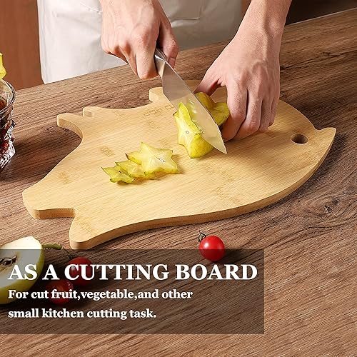 Miniatura 2 de Tabla de charcutería divertida en forma de cerdo, bonita tabla de queso, tabla de servir para niños, tabla de cortar de bambú con forma de animal