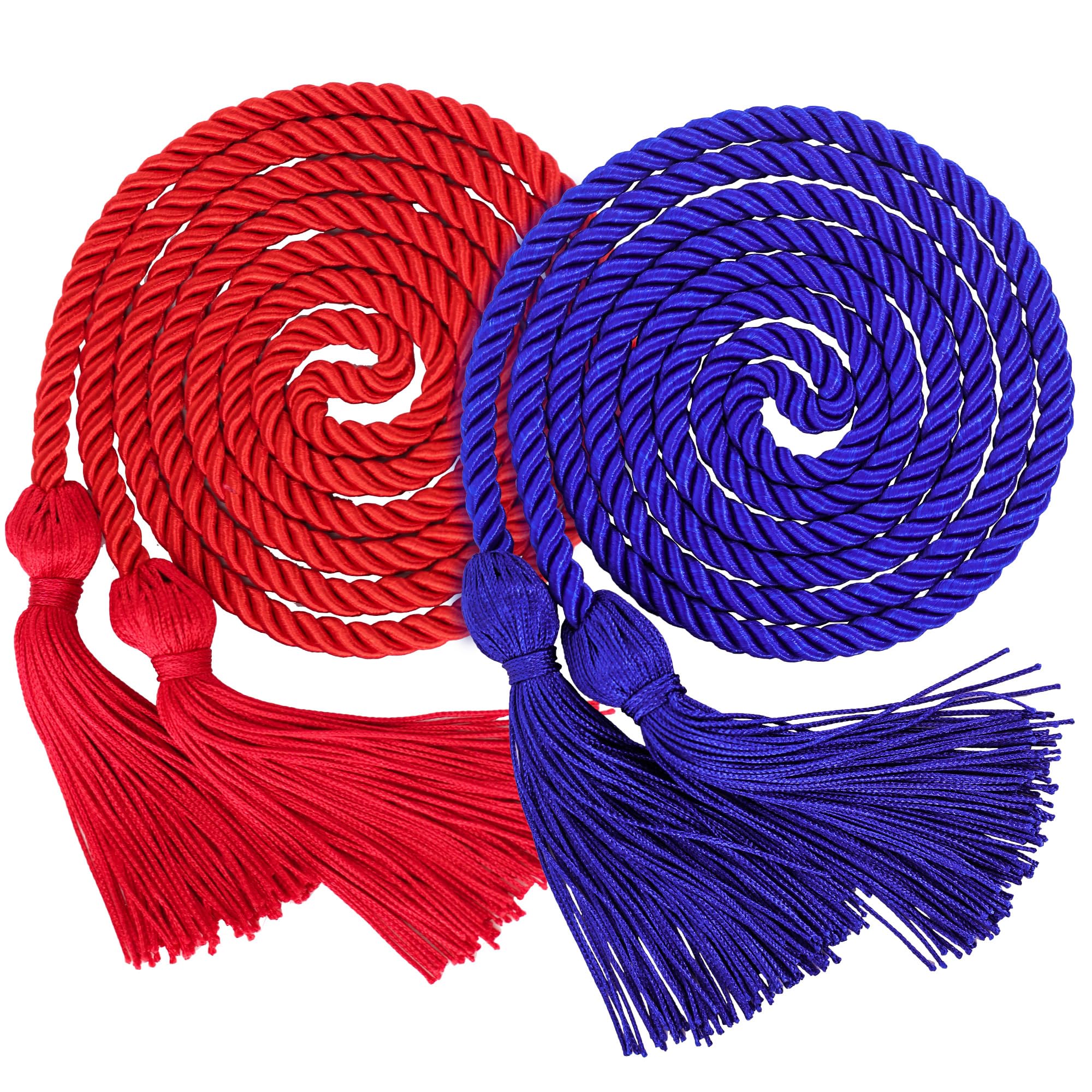 GraduationMall Double Graduation Honor Cords Red &amp; Royal Blue 68"