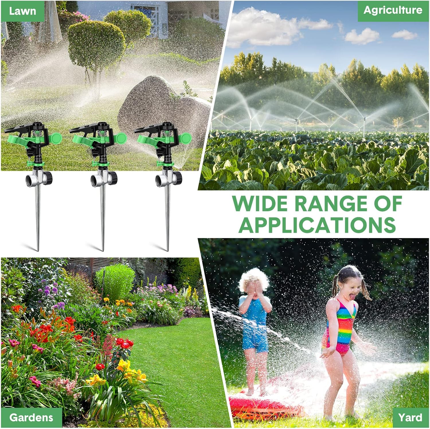 Sprinklers for Yard Garden Sprinkler 360 Degree Automatic Rotating Lawn Sprinkler with Water Stop Ring Adjustable Rotating Pulsating Sprinklers for Yard Ground Grass Irrigation System (16 Pack)