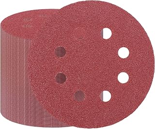 5 Inch Sanding Discs, DRLIFE 60 Grit Sandpaper 8 Holes Hook and Loop Sanding Sheets Round Orbital Sandpaper, 100-Pack