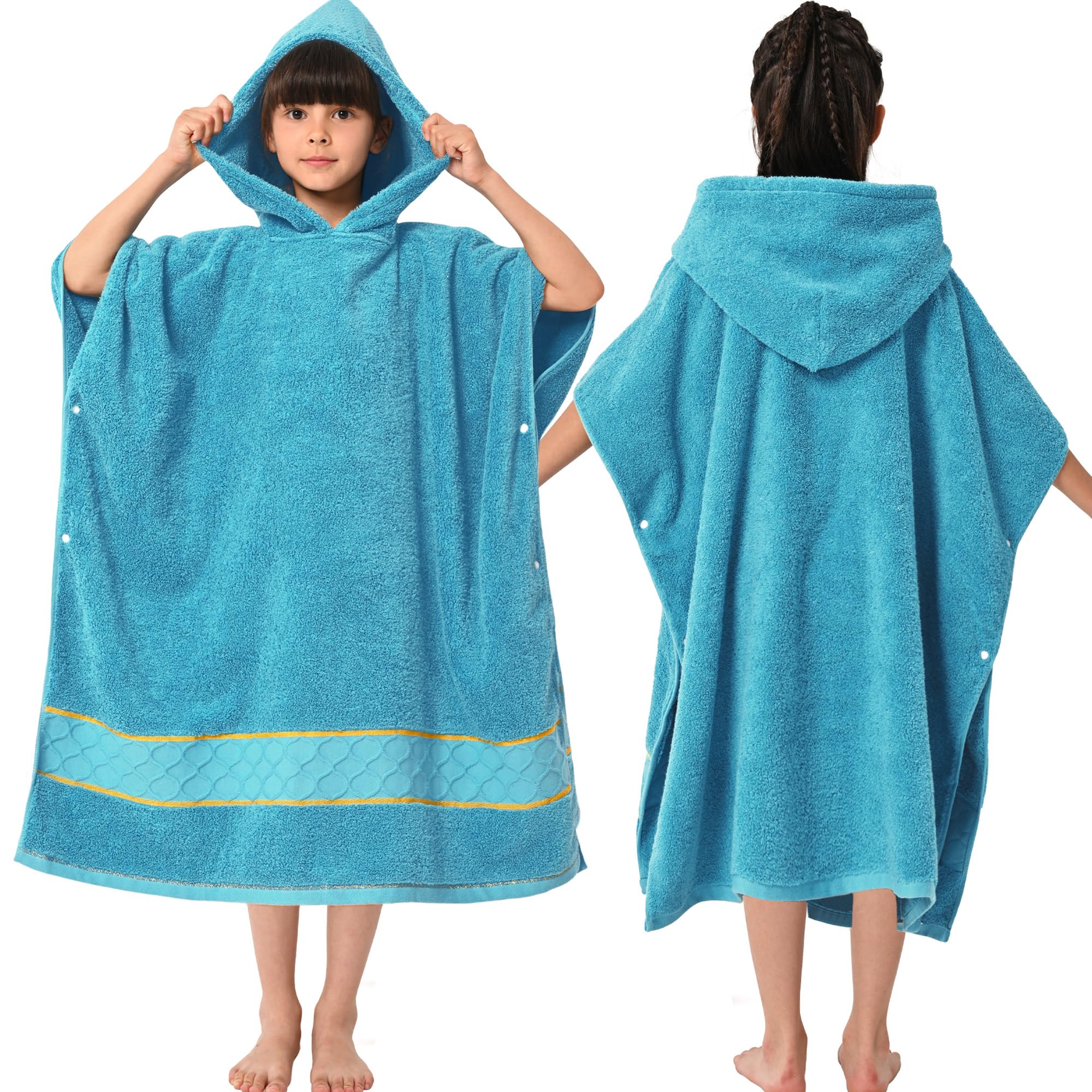 VOOVA & MOVAS 32"X64" Large Turkish Hooded Towels for Big Kids(8-14Years), 100% Cotton Absorbent Bathrobe for Girl | Boy | Teens,Thick 600GSM- Perfect