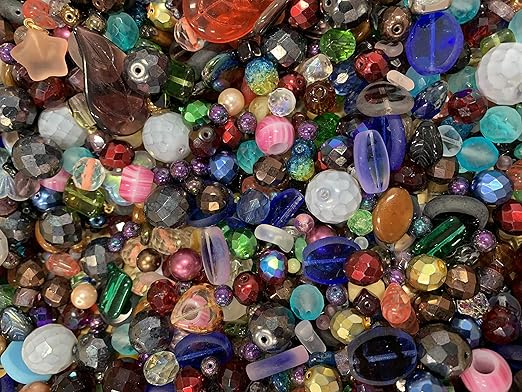 One Pound Assorted Glass Beads for Jewelry Making, DIY Lamp Work, Arts and Crafts, and Decorative Hobby Artistry, Colorful Crystal Assortment Bulk Mix, 4-18mm (Mixed Colors) (1)