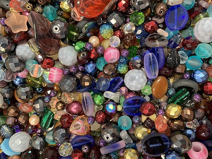 One Pound Assorted Glass Beads for Jewelry Making, DIY Lamp Work, Arts and Crafts, and Decorative Hobby Artistry, Colorful Crystal Assortment Bulk Mix, 4-18mm (Mixed Colors) (1)