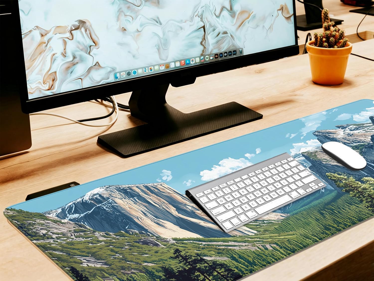 Yosemite Mouse Pad, Mountain Tree Landscape Computer Mousepad Desk Mat for Gamer, Office & Home, Seamed Edges and Non-Slip Base, Keyboard Full Desk Mousepad, 31.5 X 11.8 Inch, 3mm Thick image 2