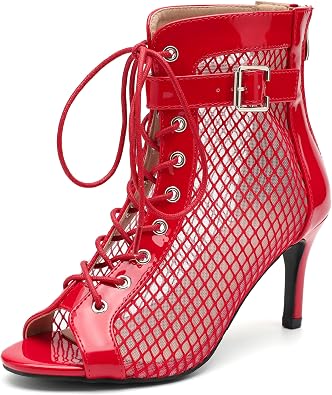 Enelauge Womens Mesh Sandals Summer Booties Mesh Booties Zipper Peep Toe Lace Up Buckle Strap Kitten Heels Comfortable Sexy Wedding Bridal Party Dress Shoes