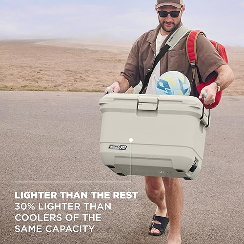Miniatura 4 de Coleman Pro - Enfriador duro ultraligero de alta calidad de 45 cuartos de galón, aislamiento extragrueso que mantiene el hielo hasta 4 días, Desert