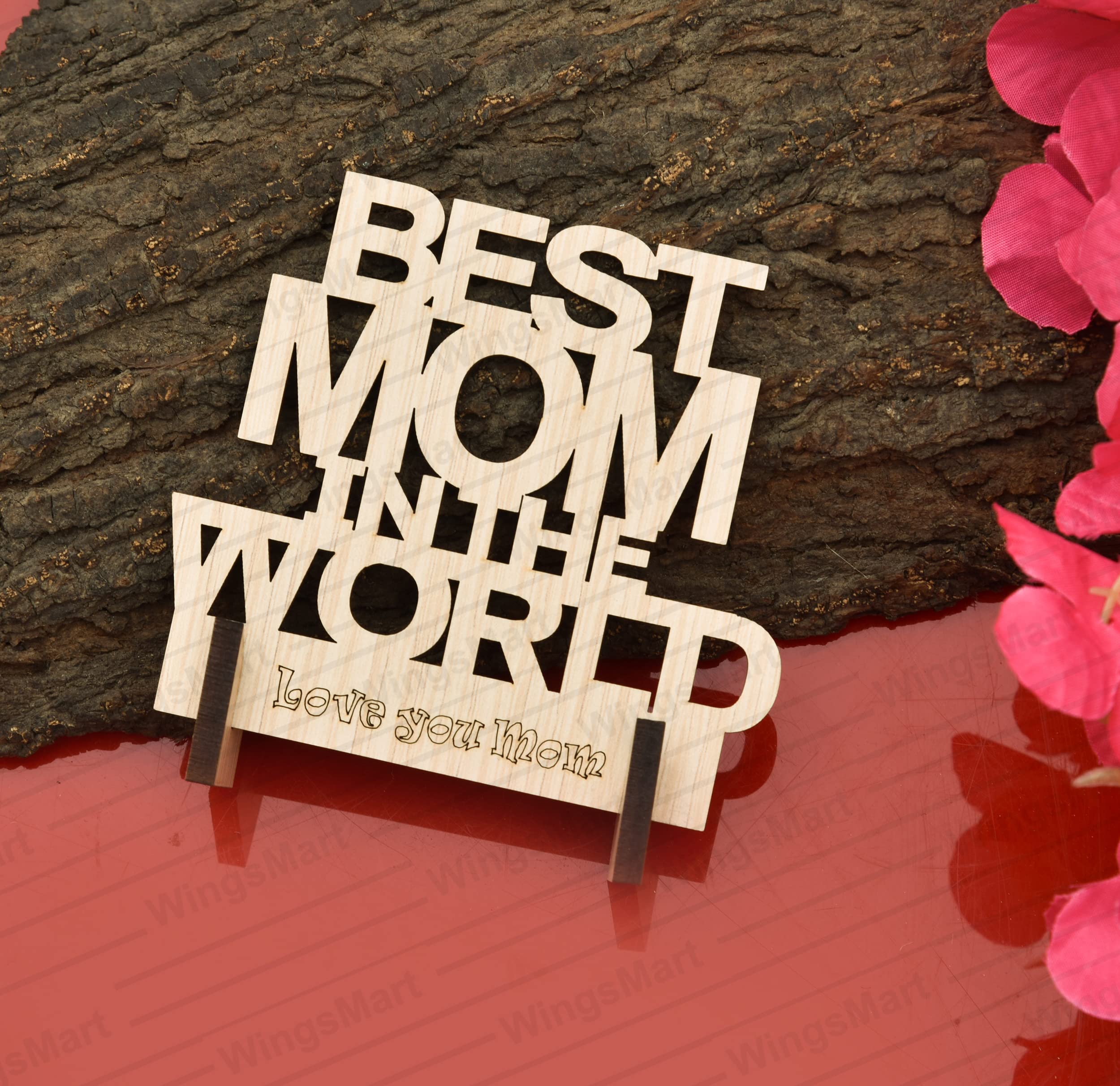 Wings Mart Love You Mom Printed Mug 330 ml with Best Mom Wooden Showpieces Best Gift for Mothers Day Gift for Mom | Mother | Mummy | Grandmother | Best Gift (Mom Best Gift Combo Style- A) 2