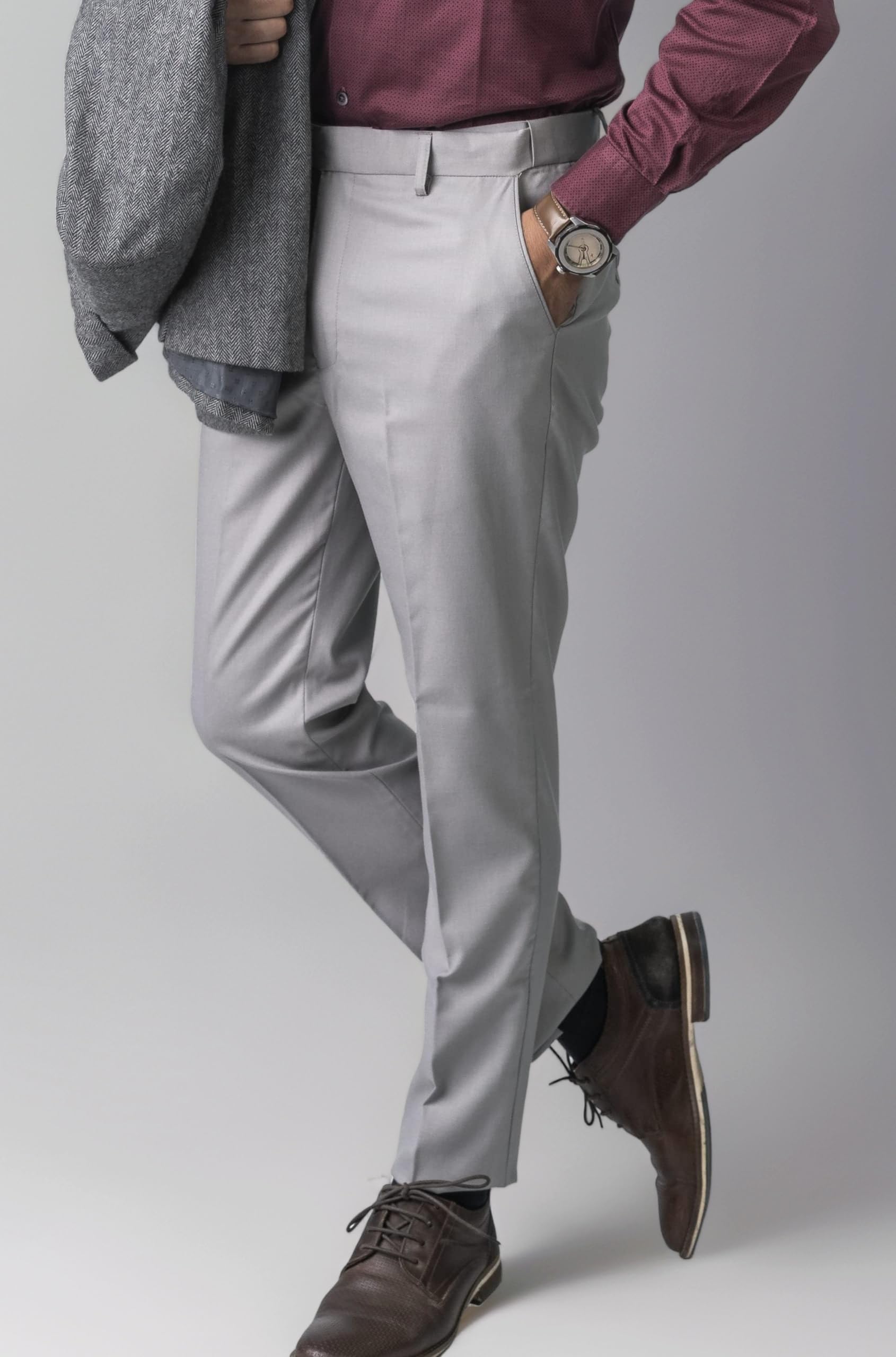 Jack and Jini Formal Pant with Expandable Waist for Men. Regular Fit, Flat Front, Premium Lycra Fabric for Office, Party and Casual Wear