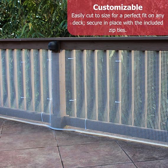 Cardinal Gates DSHD15 Heavy-Duty Outdoor Deck Netting - Plastic Balcony Netting for Pets & Kids - 15 Feet Long by 3 Feet Tall - Made in the USA - Black