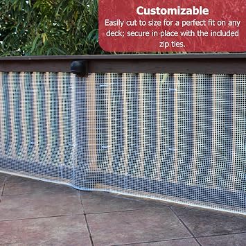 Cardinal Gates DSHD15 Heavy-Duty Outdoor Deck Netting - Plastic Balcony Netting for Pets & Kids - 15 Feet Long by 3 Feet Tall - Made in the USA - Black