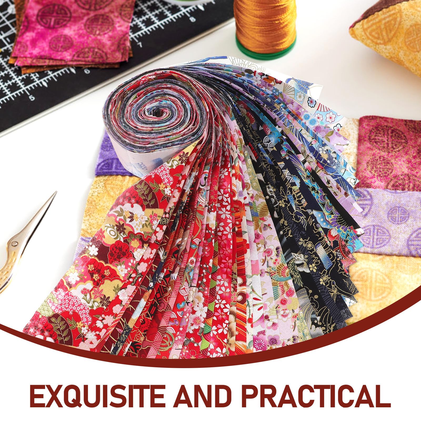 Healvian Tiras de Tela de Algodón 100% Puro 65X100 CM 40 Piezas para Patchwork Costura y Manualidades Tela Artesanal Diseños Étnicos para Decoración y Bricolaje