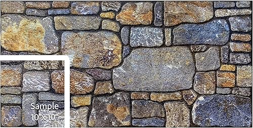 Miniatura 10 de Dundee Deco Paneles de pared 3D, revestimiento, paneles de pared con aspecto de piedra marrón dorado, revestimiento de espuma de poliestireno para