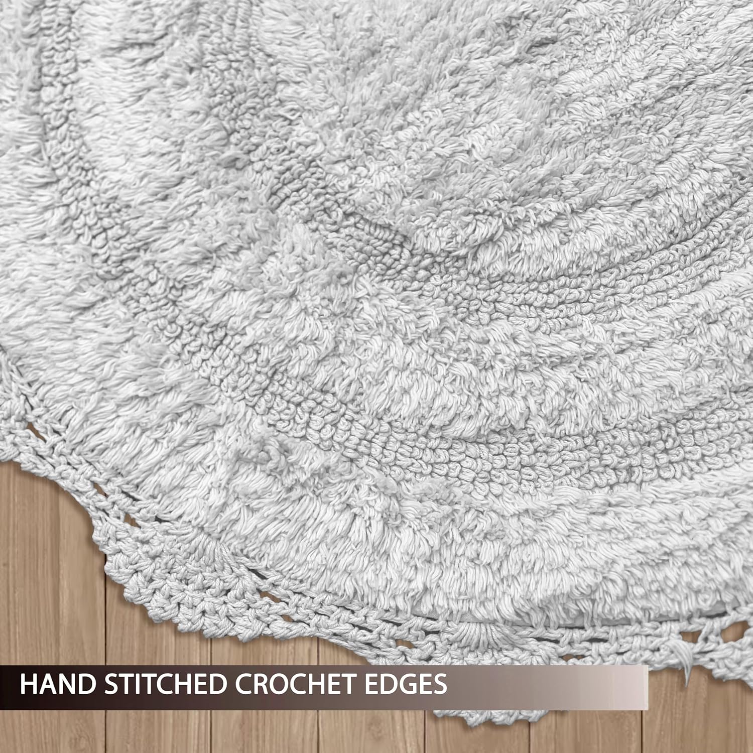 Chardin Crochet Bathrug, Light Grey, 100% Cotton, 20x32 Inch image 3