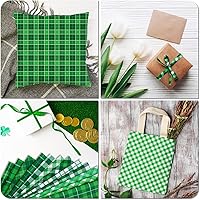 Vista 6 de Whaline Paquete de 12 piezas de tela de algodón del Día de San Patricio de 18 x 22 pulgadas, cuadros de búfalo verde con estampado de cuadriculado