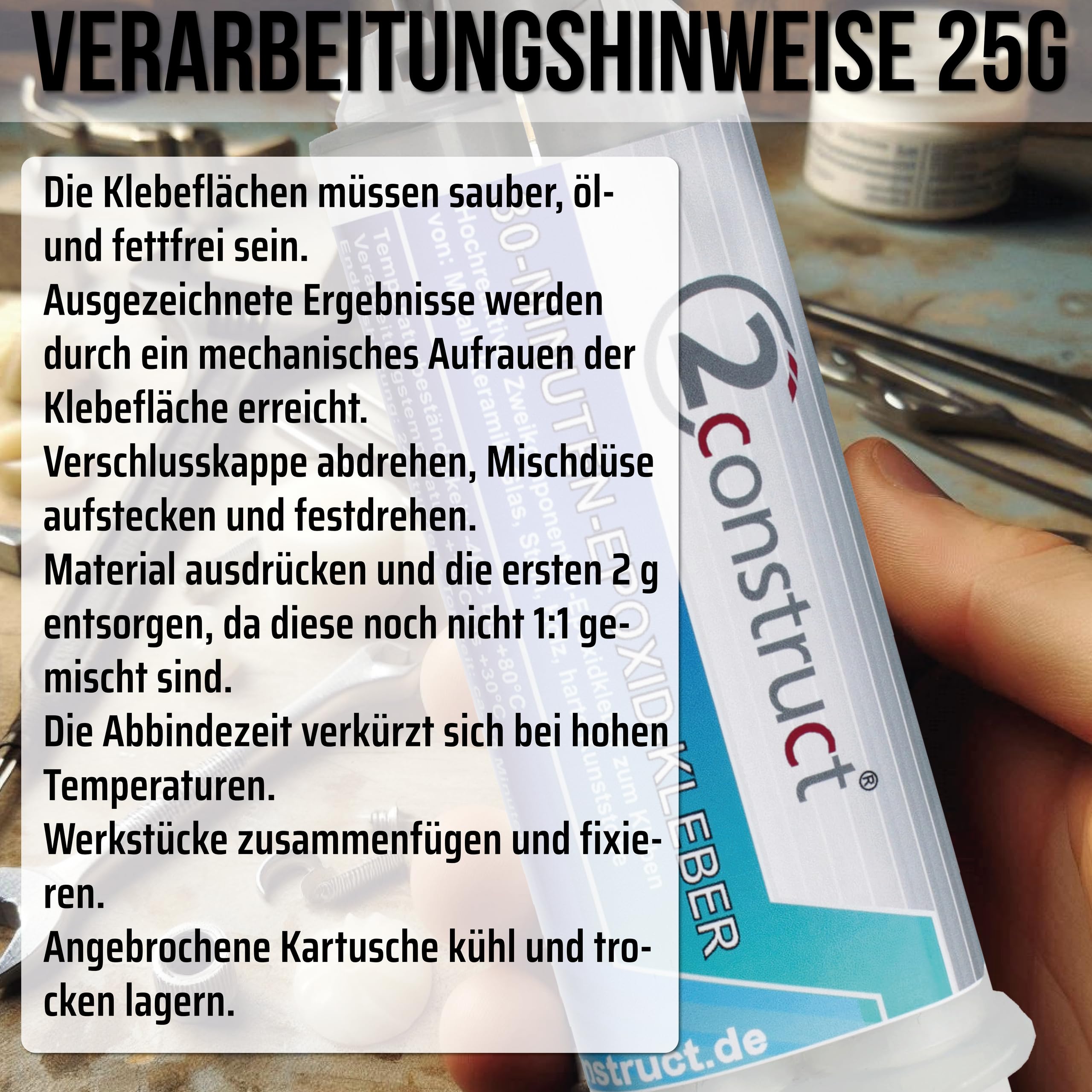 30 Minuten Epoxidharz ConPox-30, 25g, Spritze mit 5 Mischdüsen