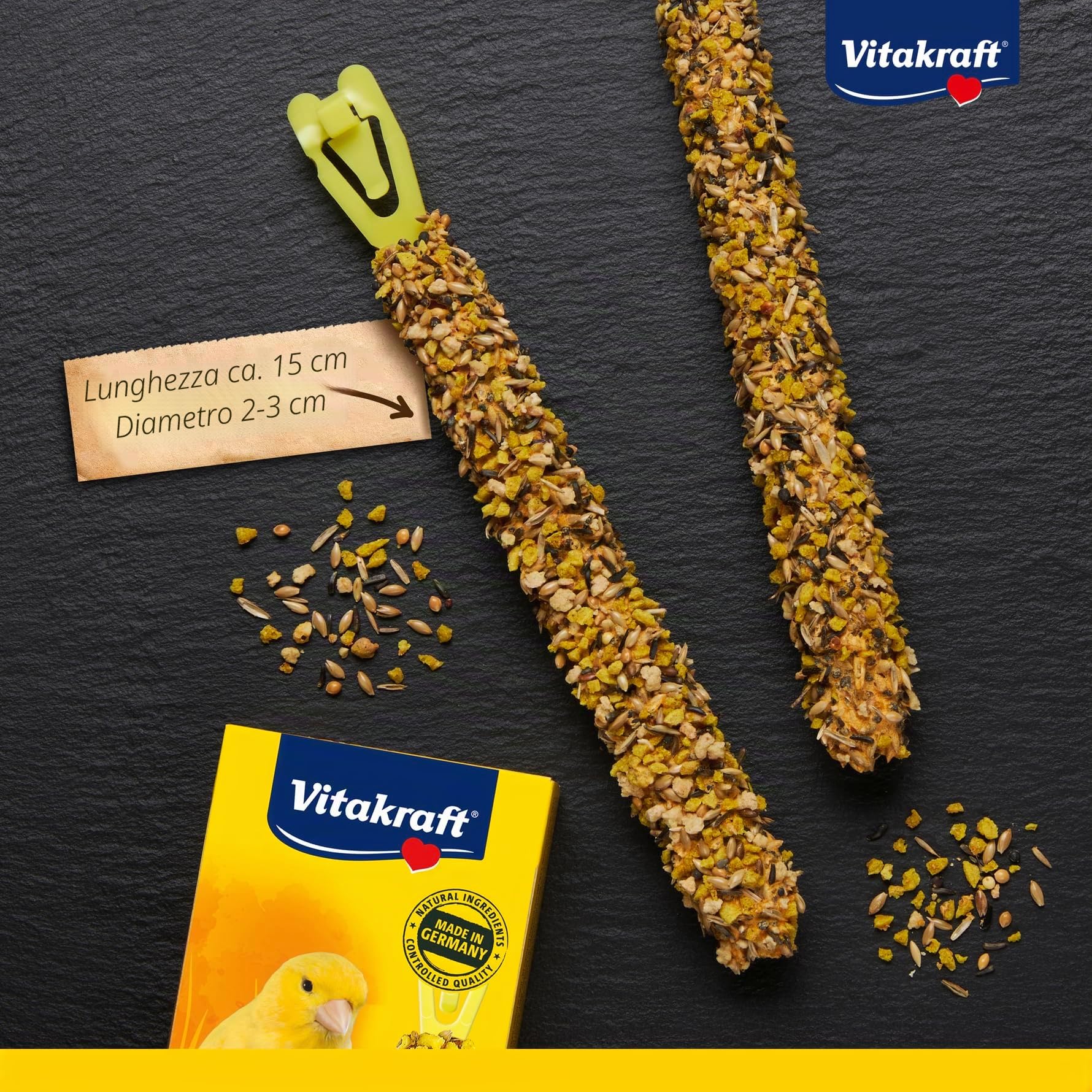 Vitakraft Kräcker, bastoncini da sgranocchiare per canarini, con uovo e semi da prato, con vitamine e minerali, per divertirsi a lungo sgranocchiando, senza zuccheri aggiunti (10x 54g)