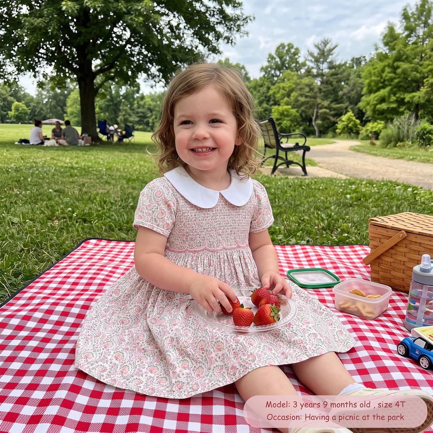 Simplee kids Baby Girl Smocked Dress Summer Casual Short Sleeve Dresses Floral Print Sundress Princess Dress for Toddlers image 5