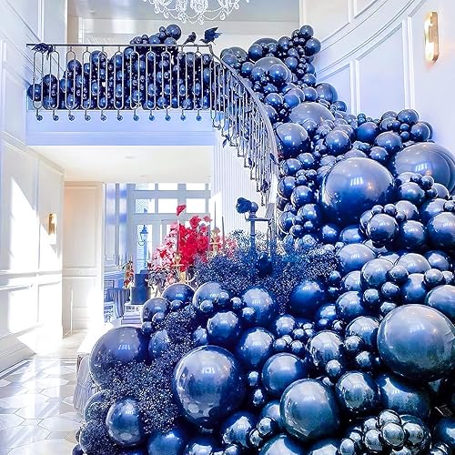 Miniatura 5 de PartyWoo Globos de color azul metálico, 100 globos metálicos azules de diferentes tamaños, paquete de globos metálicos de 18 pulgadas, 12 pulgadas,