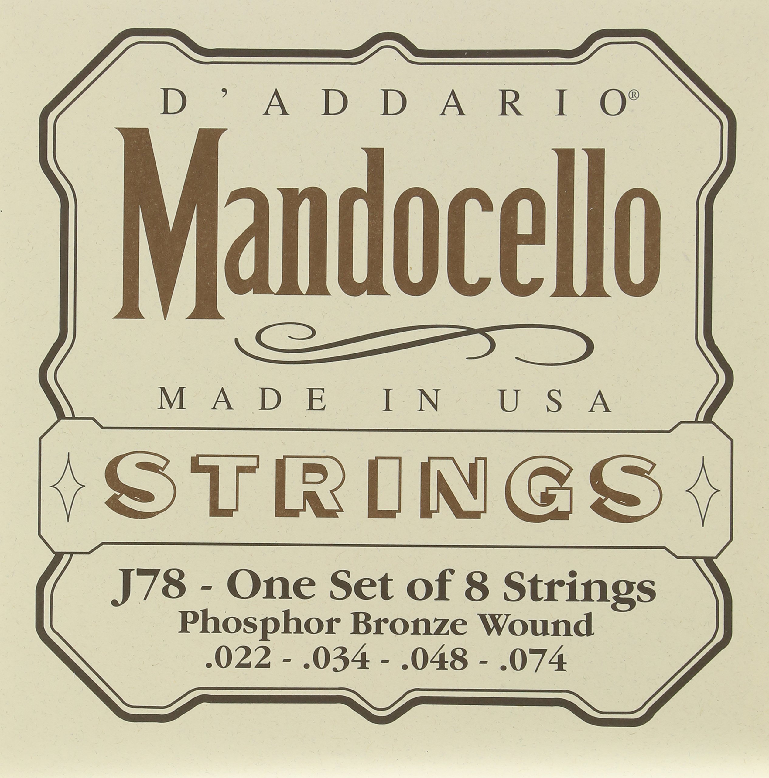 D'Addario J78 Phosphor Bronze Mandocello Strings, 22-74