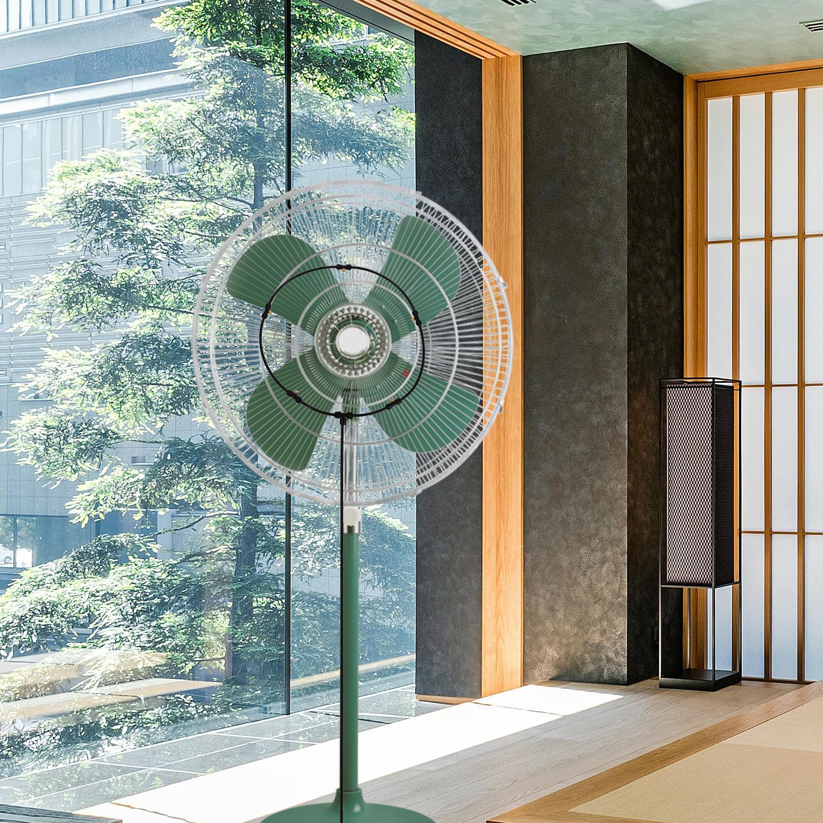 GANAZONO Sommeratmosphäre Schaffen mit Terrassen Sprühgerät und Lüfterkühlsystem aus PVC und Messing für Ventilator im Außenbereich an Heißen Sommertagen