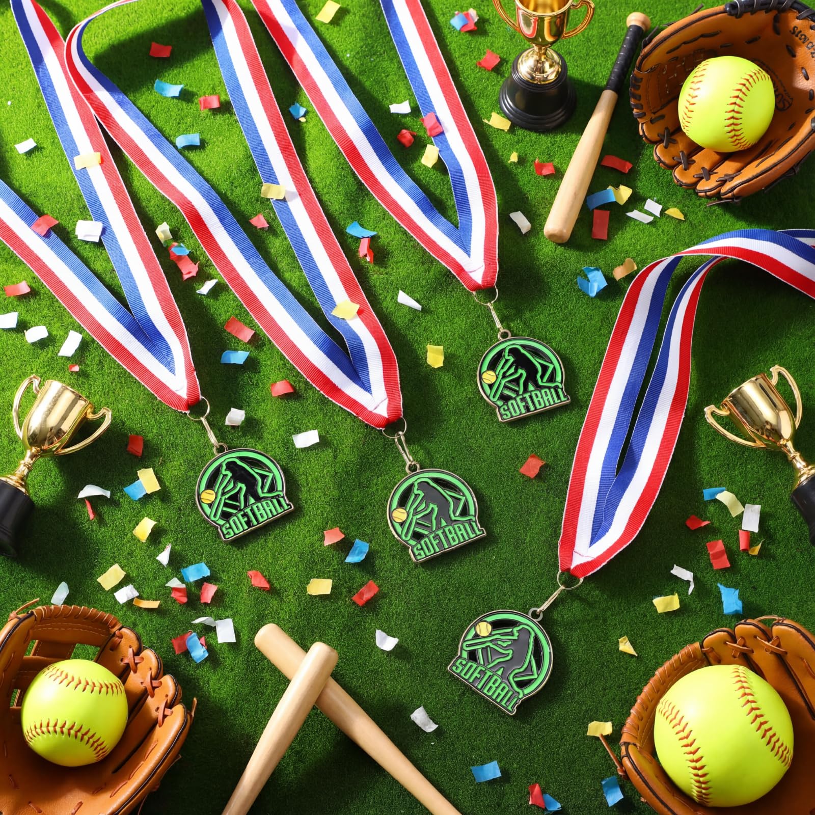 20 medallas que brillan en la oscuridad, medallas de premio de 2 pulgadas a granel con cinta para el cuello, trofeo deportivo para torneos de equipo, participación, competiciones, partidos