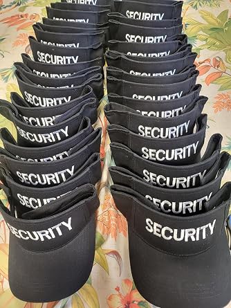 Security Embroidered Visor Cap hat, for Anyone Black