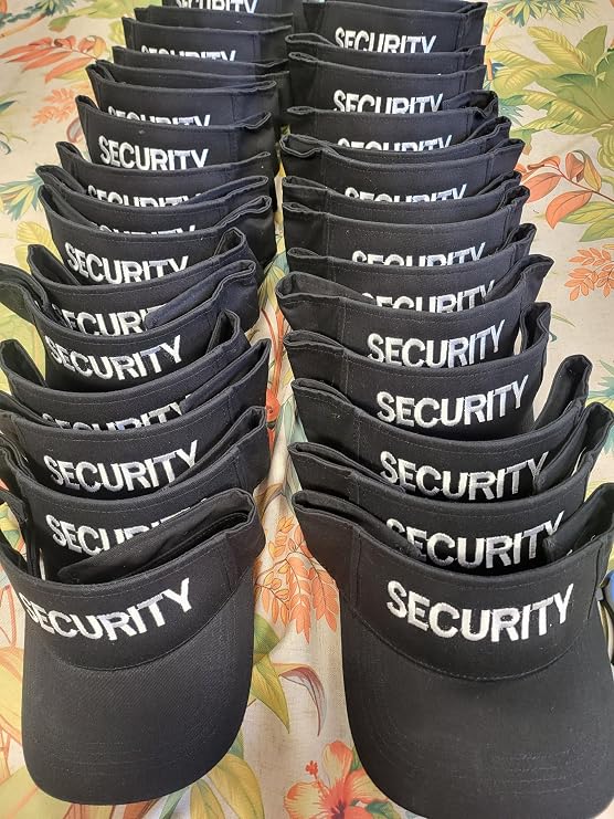 Security Embroidered Visor Cap hat, for Anyone Black
